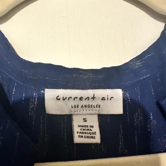 Current Air Blue Puff Sleeve Blouse with Mandarin Collar - Picture 3 of 3